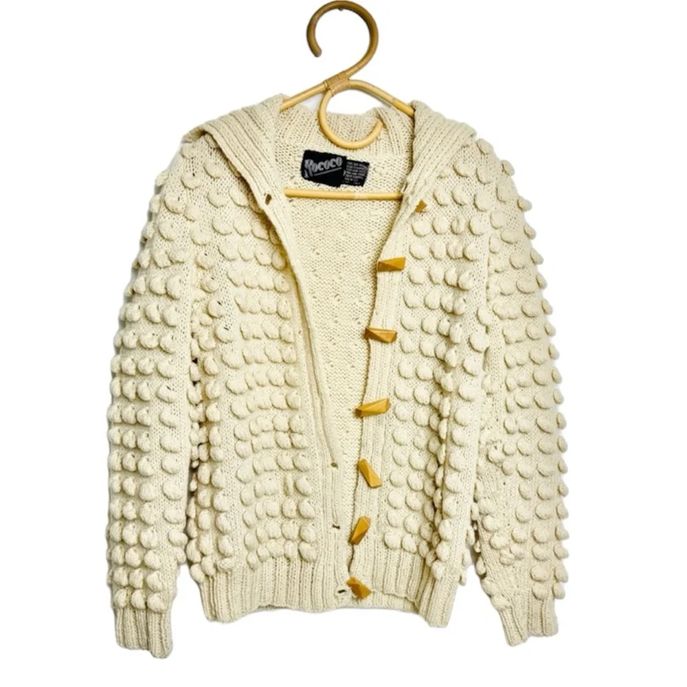 Vintage 100% pure wool Pom Pom cardigan